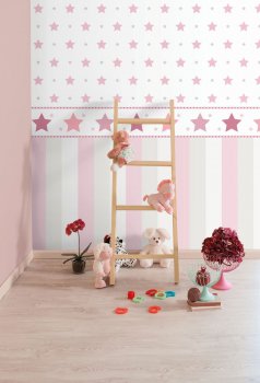 Raschtextil Sternenbordüre rosa im Kinderzimmer