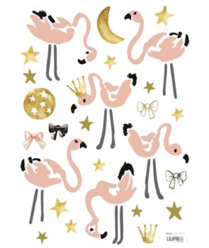 Wandsticker Flamingos puderrosa / gold Lilipinso