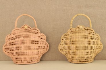 Olli Ella Rattan Tasche Muschel rosa