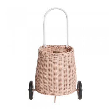 Olli Ella Rattan Trolley Luggy rosa