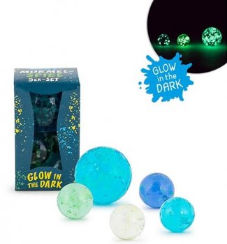 Trendhaus Glas Murmeln Glow in the dark 5er Set