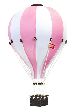 Super Balloon Deko Heißluftballon rosa weiß M