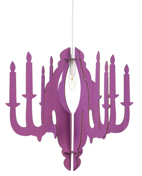 Deckenlampe im Kronleuchterdesign in lila