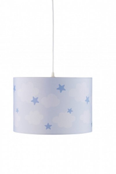 Deckenlampe in hellblau mit blauen Sternen und weißen Wolken von Kidsconcept