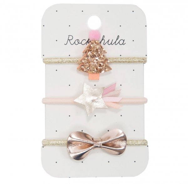 Rockahula Haargummi 3er Set Weihnachten rose gold