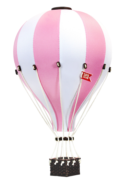 Super Balloon Deko Heißluftballon rosa weiß