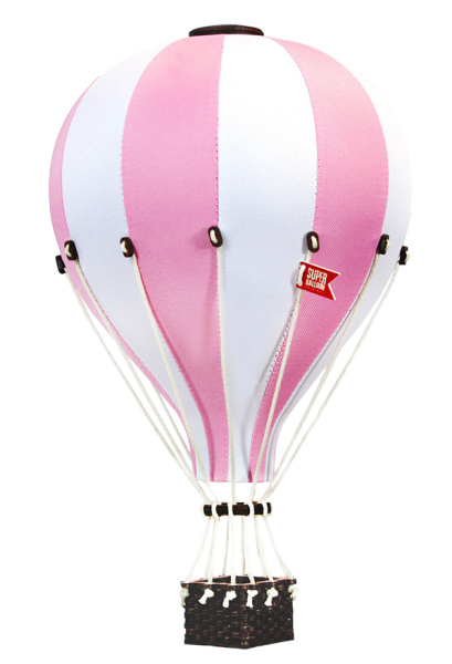 Super Balloon Deko Heißluftballon rosa weiß M